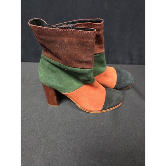 MUSSE & CLOUD Miracle SPAIN 7.5 / 38 Cue Patchwork Suede Zip Heel Ankle Boots - Picture 3 of 7